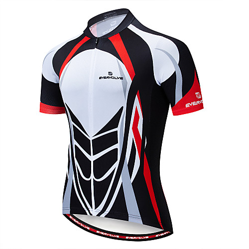 

EVERVOLVE Men's Short Sleeve Cycling Jersey Summer Lycra Cotton Navy RedBrown Black / Red Bike Jersey Top Mountain Bike MTB Road Bike Cycling Quick Dry Moisture Wicking Breathable Sports Clothing
