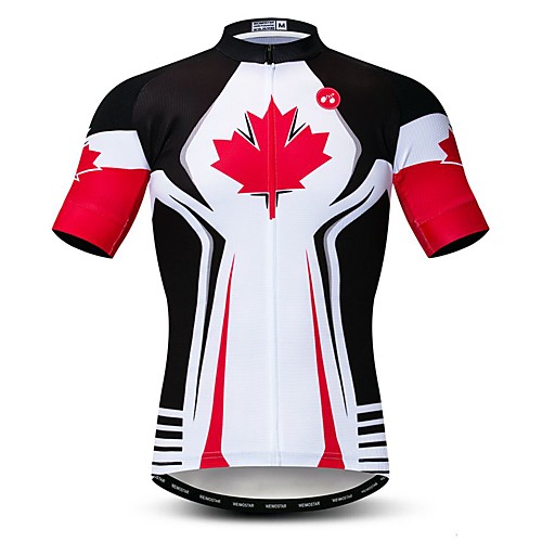 

21Grams Men's Short Sleeve Cycling Jersey Summer Elastane Lycra Polyester Red and White Canada National Flag Bike Jersey Top Mountain Bike MTB Road Bike Cycling Quick Dry Moisture Wicking Breathable