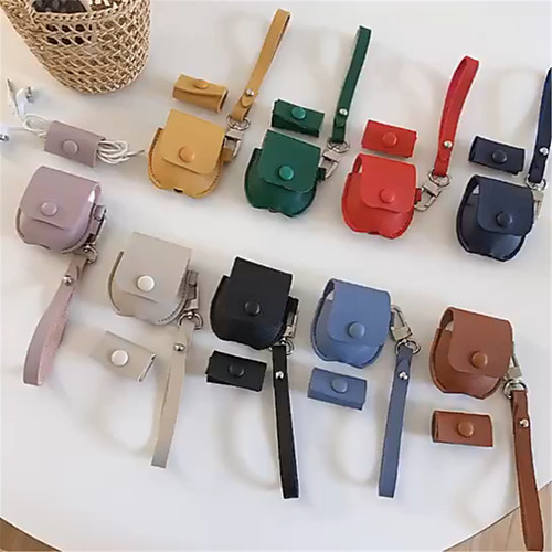 

AirPods Case Genuine Leather Soft Solid Color Portable For AirPods1 AirPods2 (AirPods Charging Case Not Included)