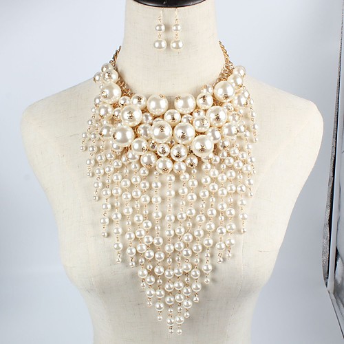 

Women's Pearl Bridal Jewelry Sets Layered Love Artistic Luxury Elegant Imitation Pearl Earrings Jewelry Red / Black / White / White For Party Wedding 1 set