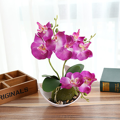 

Artificial Flowers Phalaenopsis Bonsai with Pot Creativeh Home Decoration