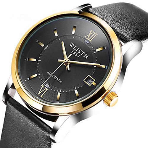 

Men's Mechanical Watch Automatic self-winding Stylish Genuine Leather Black / Brown 30 m Water Resistant / Waterproof Calendar / date / day New Design Analog Casual - GoldenBlack GoldenWhite