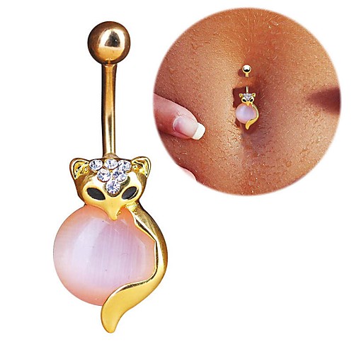 

Navel Ring / Belly Piercing Trendy Women's Body Jewelry For Carnival Festival Rhinestone Alloy Fox White Pink 1pc