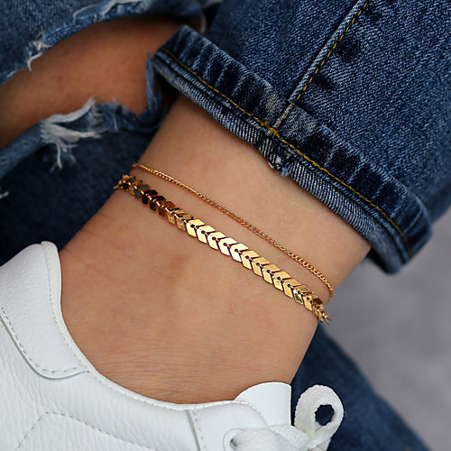 

Ankle Bracelet Stylish Women's Body Jewelry For Gift Daily Layered Alloy Vertical / Gold bar Gold 1pc