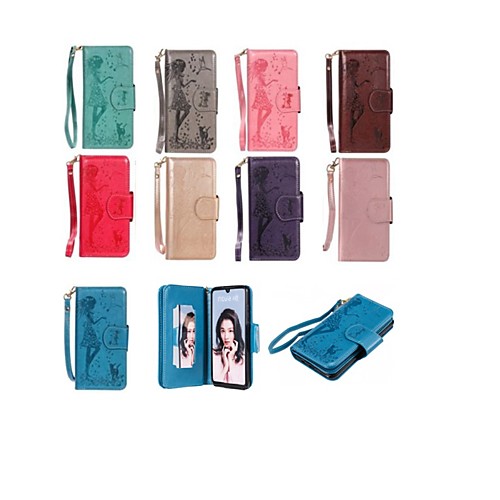 

Case For Huawei Huawei P30 / Huawei P30 Pro / Huawei P30 Lite Wallet / Card Holder / with Stand Full Body Cases Cat / Sexy Lady Hard PU Leather