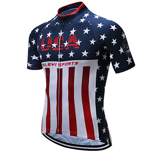 

21Grams American / USA USA National Flag Men's Short Sleeve Cycling Jersey - RedBlue Bike Top Quick Dry Moisture Wicking Breathable Sports Summer Terylene Mountain Bike MTB Road Bike Cycling