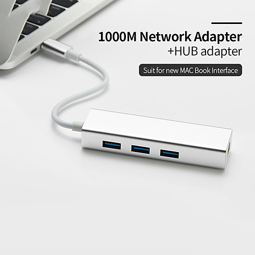 

USB C Ethernet Rj45 Lan Adapter 3 Port USB Type C Hub 10/100/1000Mbps Gigabit Ethernet USB 3.0 Network Card for MacBook