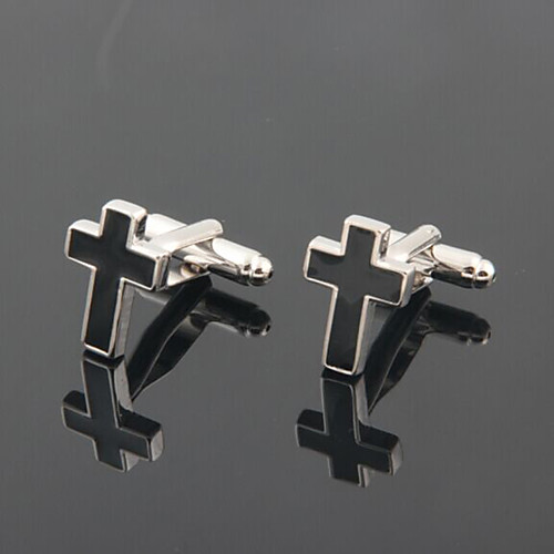 

Cufflinks Cross Casual Vintage Alloy Brooch Jewelry Black For Party Gift