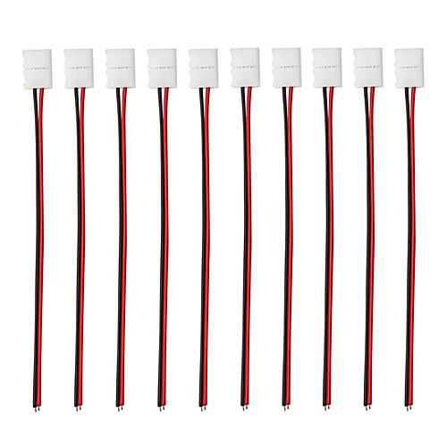 

10pcs Strip Wire Solderless Snap Down 2 Conductor LED Strip Connector for 8/10mm Wide 5050/3528 Single Color Flex LED