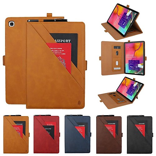 

Case For Samsung Galaxy Samsung Tab S5e T720 10.5 / Samsung Tab A 10.1(2019)T510 Wallet / Card Holder / Shockproof Full Body Cases Solid Colored Hard Genuine Leather