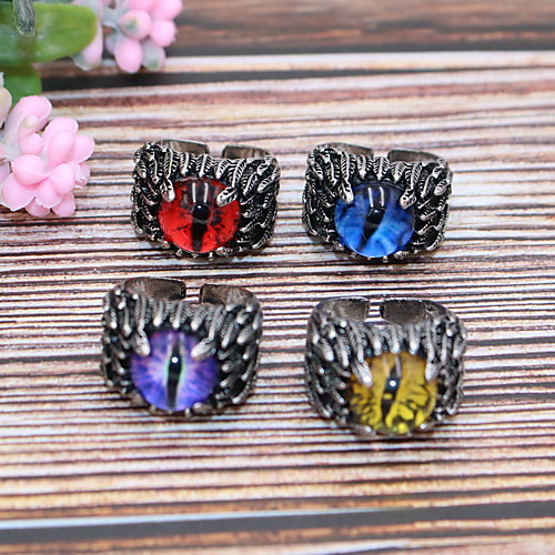 

Men Band Ring Classic Purple Yellow Red Resin Silver Plated Alloy Eyes Evil Eye Statement Classic Punk 1pc Adjustable / Men's / Statement Ring / Open Ring / Adjustable Ring