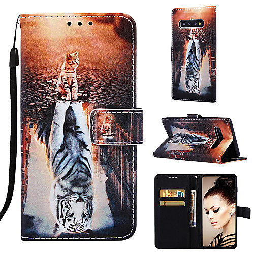 

Phone Case For Samsung Galaxy Full Body Case Leather Wallet Card S9 S9 Plus S8 Plus S8 S10 S10 Galaxy S10 E Wallet Card Holder with Stand Animal Hard PU Leather