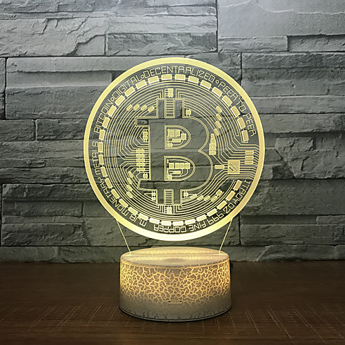 

Bitcoin 3d Colorful Touch Sensitive Lamp Night Light 3d Acrylic Gift 7 Induction Headboard Headlights Kids Room