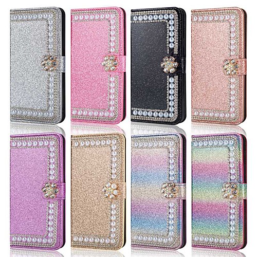 

Case For Samsung Galaxy A5(2018) / A6 (2018) / A6 (2018) Wallet / Card Holder / Shockproof Full Body Cases Glitter Shine / Flower Hard PU Leather