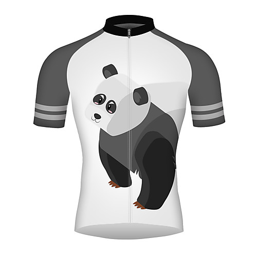 

21Grams 3D Cartoon Panda Men's Short Sleeve Cycling Jersey - Black / White Bike Jersey Top Breathable Quick Dry Moisture Wicking Sports 100% Polyester Mountain Bike MTB Road Bike Cycling Clothing