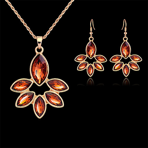 

Women's Stud Earrings Pendant Necklace Cut Out Leaf Stylish Classic Gold Plated Earrings Jewelry Gold For Daily Work 1 set