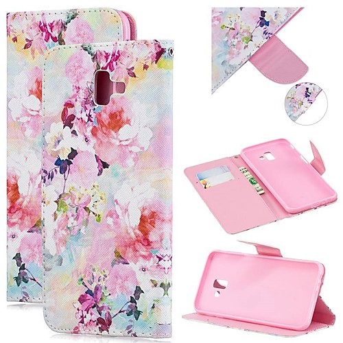 

Case For Samsung Galaxy J8 (2018) / J7 (2017) / J6 (2018) Wallet / Card Holder / Shockproof Full Body Cases Flower PU Leather