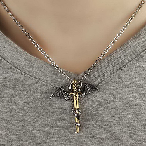 

Men's Pendant Necklace Engraved Dragon Gothic Titanium Steel Silver Gold 60 cm Necklace Jewelry 1pc For Street School Gift Club Promise