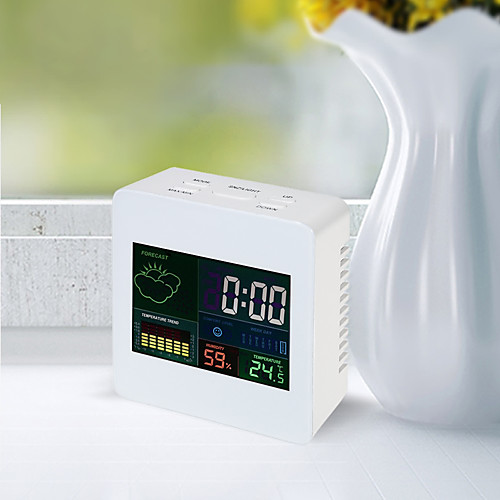 

TS-S61 Color screen clock indoor Temperature and hygrometer clock with calendar / alarm function 12/24 hours desktop clock