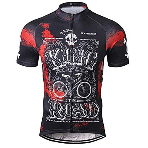 

21Grams Sugar Skull Skull Men's Short Sleeve Cycling Jersey - Black / Red Bike Jersey Top Quick Dry Moisture Wicking Breathable Sports Summer Terylene Mountain Bike MTB Clothing Apparel / Athleisure