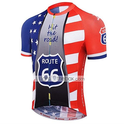 

21Grams American / USA National Flag Men's Short Sleeve Cycling Jersey - RedBlue Bike Jersey Top Quick Dry Moisture Wicking Breathable Sports Summer Terylene Mountain Bike MTB Clothing Apparel