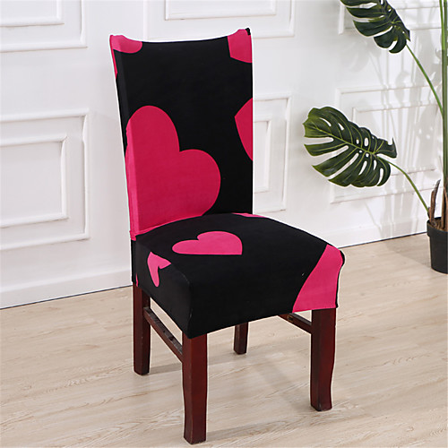 

Red Heart Print Super Soft Chair Cover Stretch Removable Washable Dining Room Chair Protector Slipcovers Home Decor Dining Room Seat Cover