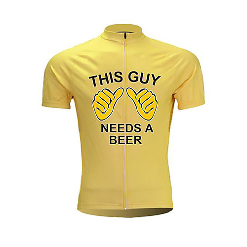 

21Grams Men's Short Sleeve Cycling Jersey Summer Yellow Retro Oktoberfest Beer Bike Jersey Top Mountain Bike MTB Road Bike Cycling Quick Dry Moisture Wicking Breathable Sports Clothing Apparel