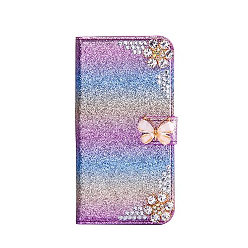 

Case For Samsung Galaxy A5(2018) / A6 (2018) / A6 (2018) Wallet / Card Holder / Shockproof Full Body Cases Glitter Shine / Flower Hard PU Leather