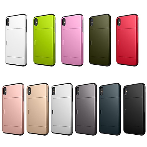 

Phone Case For Apple Back Cover iPhone XR iPhone XS iPhone XS Max iPhone X iPhone 8 Plus iPhone 8 iPhone 7 Plus iPhone 7 iPhone 6s Plus iPhone 6s Card Holder Shockproof Solid Color Hard PC