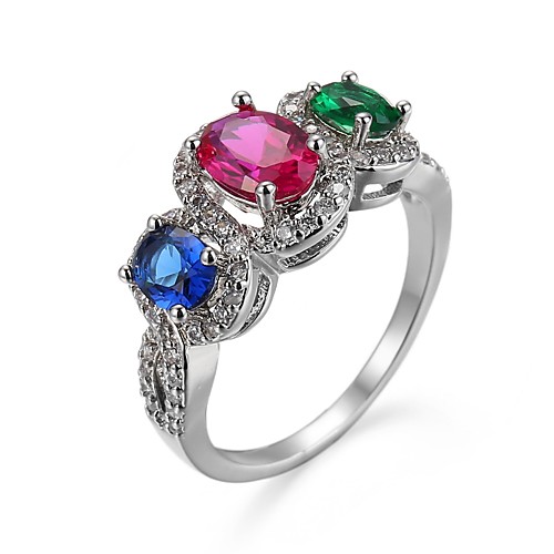 

Women Ring Transparent Rainbow Copper Imitation Diamond Artistic Luxury Colorful 1pc 6 7 8 9 10 / Women's