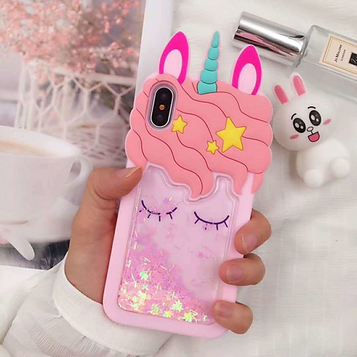 

Case For Apple iPhone XS / iPhone XR / iPhone XS Max Shockproof / Dustproof / Flowing Liquid Back Cover Food / 3D Cartoon Soft Silica Gel