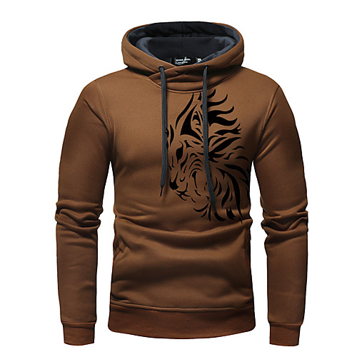 

Men's Plus Size Hoodie Solid Colored Hooded Active Casual Hoodies Sweatshirts Slim Camel Light gray Black
