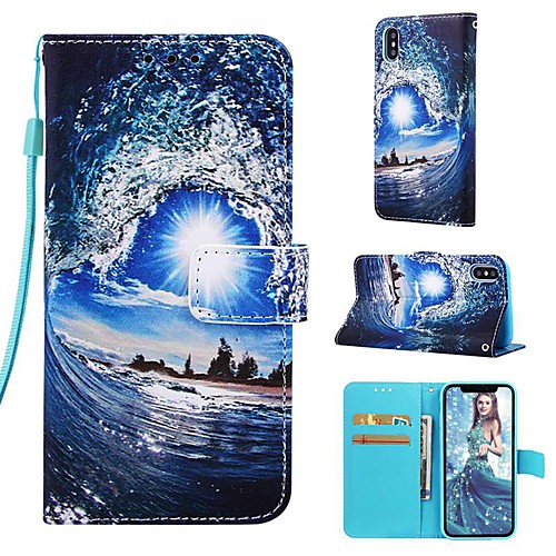 

Case For Apple iPhone XS / iPhone XR / iPhone XS Max Wallet / Card Holder / with Stand Full Body Cases Scenery Hard PU Leather