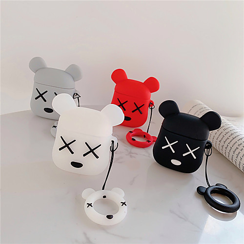 

AirPods Case Silicone Solid Color Lovely Cartoon Pattern Shockproof Protective Cover Portable For AirPods1 & AirPods2 (AirPods Charging Case Not Included)