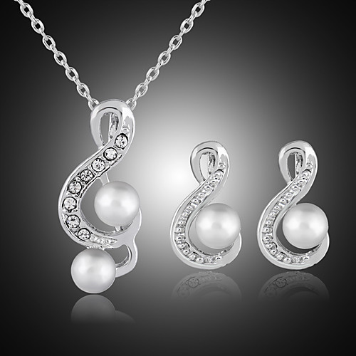 

Women's Stud Earrings Pendant Necklace Cut Out Music Notes Stylish Classic Imitation Pearl Silver Plated Earrings Jewelry Silver For Daily Work 1 set