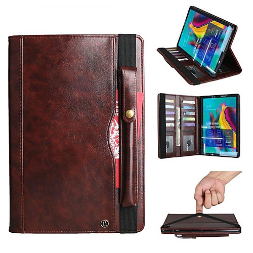 

Case For Samsung Galaxy Samsung Tab S5e T720 10.5 / Samsung Tab A 10.1(2019)T510 Wallet / Card Holder / Shockproof Full Body Cases Solid Colored Hard PU Leather / Genuine Leather