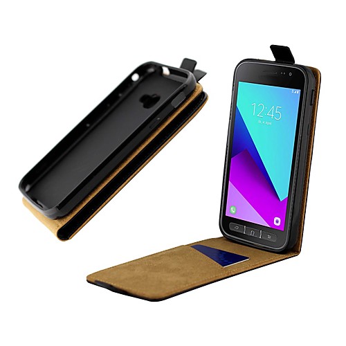 

Case For Samsung Galaxy Samsung Galaxy Xcover 4 Card Holder / Shockproof / Flip Full Body Cases Solid Colored Hard Genuine Leather