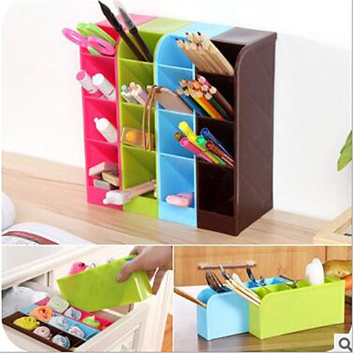 

1 pc School Desk Pen Caddy Organizer School Equipment Storage Holder for Students, Teachers, Multiple Compartments for Pens, Erasers and More