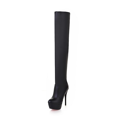 

Women's Boots Sexy Boots Stiletto Heel Boots Platform Stiletto Heel Round Toe Over The Knee Boots Thigh High Boots Classic Wedding PU Solid Colored Winter White Black Brown