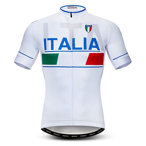 

21Grams Men's Short Sleeve Cycling Jersey Summer Elastane Lycra Polyester White Italy National Flag Bike Jersey Top Mountain Bike MTB Road Bike Cycling Quick Dry Moisture Wicking Breathable Sports
