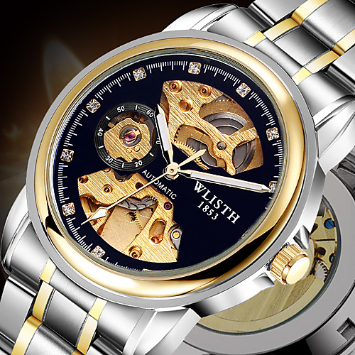 

Men's Mechanical Watch Automatic self-winding Formal Style Stylish Stainless Steel Black / Blue / Gold 30 m Hollow Engraving Noctilucent Analog Luxury Fashion - GoldenSilver SilverBlue Silver