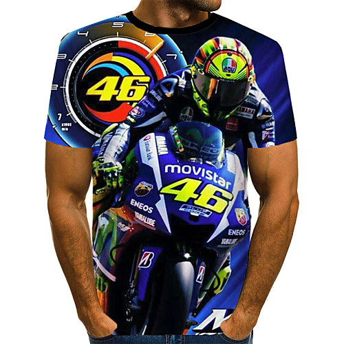 

Men's Graphic Print T-shirt Street chic Exaggerated Daily Wear Club Round Neck Royal Blue / Short Sleeve