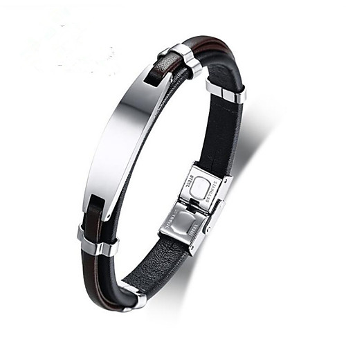

Men's Leather Bracelet Classic Happy Stylish Stainless Steel Bracelet Jewelry Black For Daily Work
