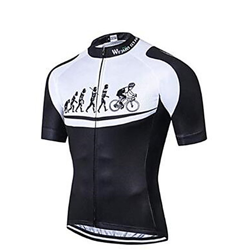 

21Grams Evolution Men's Short Sleeve Cycling Jersey - Red / White Black-white Bike Jersey Top Quick Dry Moisture Wicking Breathable Sports Summer Elastane Terylene Polyester Taffeta Mountain Bike MTB