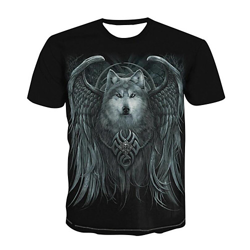 

Men's Plus Size 3D Animal Print T-shirt Basic Daily Wear Round Neck Light gray / Short Sleeve