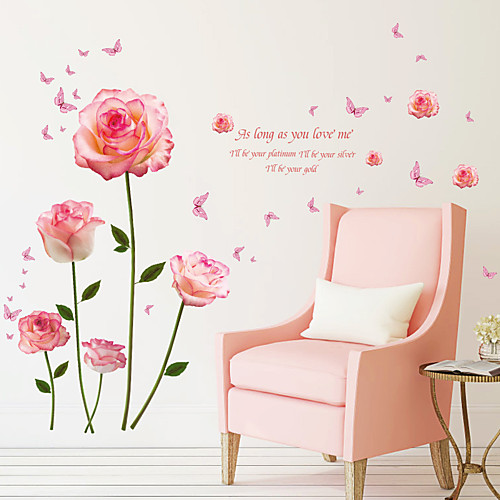 

Pink Romantic Flower Wall Stickers - Plane Wall Stickers Floral / Botanical / Landscape Study Room / Office / Dining Room / Kitchen