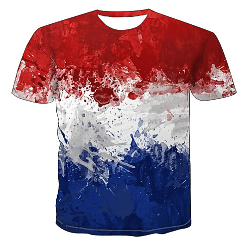 

Men's T shirt Graphic Color Block Tribal Print Short Sleeve Daily Wear Tops Streetwear Punk & Gothic Rainbow