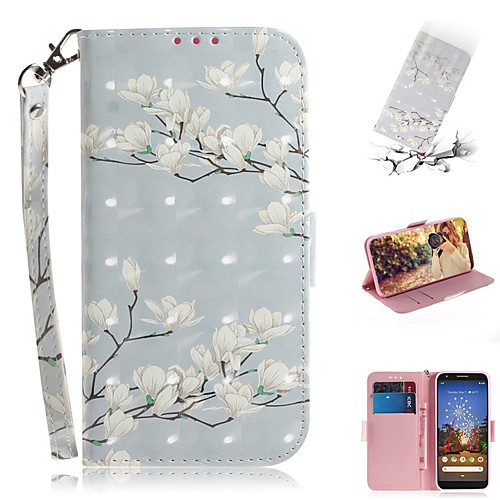 

Case For Google Pixel 3a XL / Google Pixel 3a Wallet / Card Holder / Shockproof Full Body Cases Magnolia Flower PU Leather