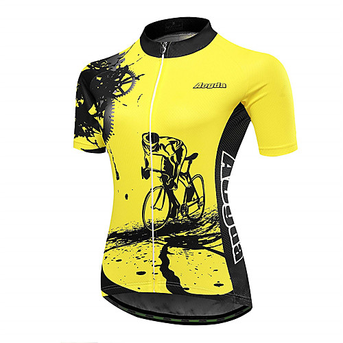 

21Grams Gear Graffiti Women's Short Sleeve Cycling Jersey - Yellow Black Bike Jersey Top Quick Dry Moisture Wicking Breathable Sports Summer Terylene Mountain Bike MTB Clothing Apparel / Athleisure