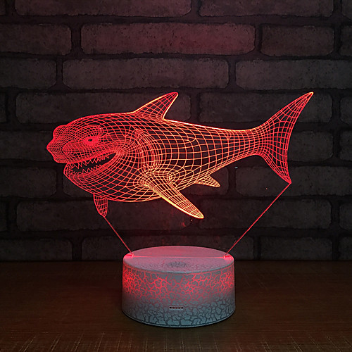 

3D Night Lights Cool Shark 3D LED Color Night Light USB Remote Control Desk Lamp Home Kid Toys Multicolor Gift